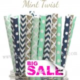 250pcs MINT TWIST Party Paper Straws Mixed