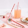 100 Pcs/Box Fruit Mixed Green Red Yellow Paper Straws