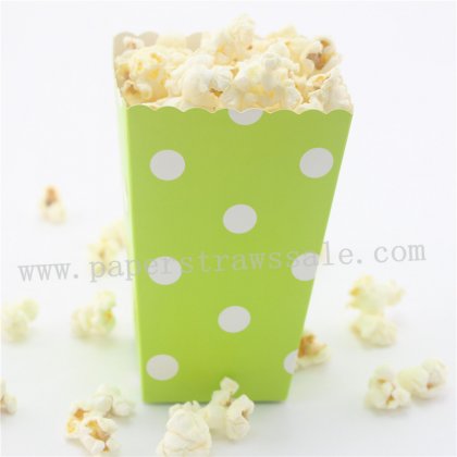 Lime Green Paper Popcorn Boxes Polka Dot 36pcs [popcornboxes008]