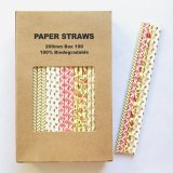 100 Pcs/Box Mixed Red Yellow Gold Autumn Bouquet Paper Straws