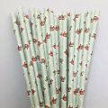 Red Rose Floral Pastel Blue Paper Straws 500 pcs