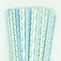 125 Pcs Mixed 5 Styles Light Blue Pastel Paper Straws 125 Pcs Mixed 5 Styles Light Blue Pastel Paper Straws