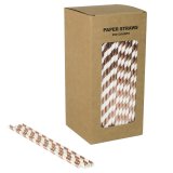 250 pcs/Box Rose Gold Foil Stripe Paper Straws