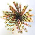 Metallic Gold Foil Rainbow Striped Paper Straws 500 Pcs