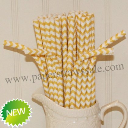 Chevron Bendy Paper Straws Yellow Zig Zag 500pcs