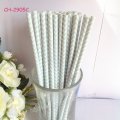 Light Blue Chevron White Paper Drinking Straws 500pcs