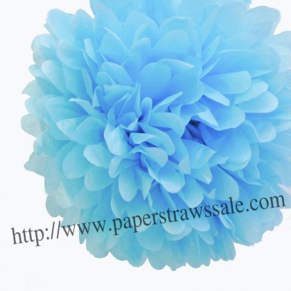 8" and 14" Paper Pom Pom Tissue Aqua Blue 20pcs [paperflower002]