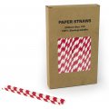 100 pcs/Box Dark Red Striped Paper Straws