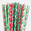 100 Pcs/Box Mixed 10 Vintage Christmas Styles Paper Straws