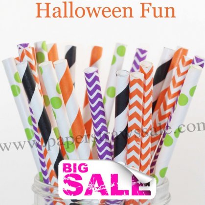 250pcs HALLOWEEN FUN Theme Paper Straws Mixed