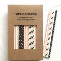 100 Pcs/Box Mixed Light Pink Baby Black Tie Paper Straws