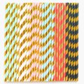 100 Pcs/Box Mixed Metallic Gold Foil Colored Stripe Paper Straws
