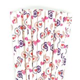 Colorful Red Pink Purple Vintage Heart Paper Straws 500 Pcs