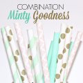 100 Pcs/Box Mixed Mint Gold Pink Minty Goodness Paper Straws