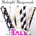 250pcs MIDNIGHT MASQUERADE Paper Straws Mixed