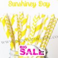 300pcs SUNSHINEY DAY Yellow Paper Straws Mixed