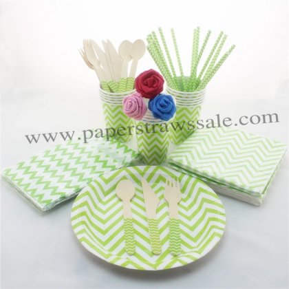 193 pieces/lot Party Dinnerware Set Green Zig Zag [tablewareset023]