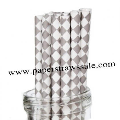 Gray Harlequin Diamond Paper Drinking Straws 500pcs [hdpaperstraws003]