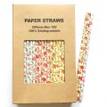 100 Pcs/Box Mixed Floral Vintage Flower Paper Straws
