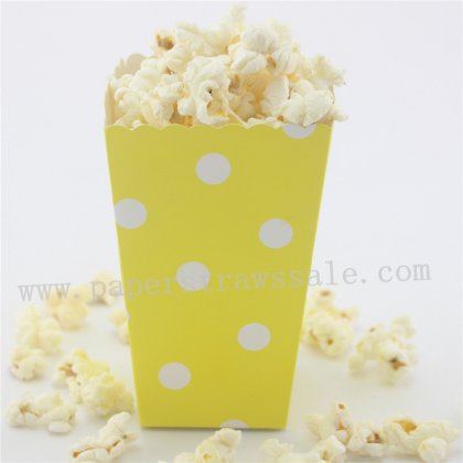 Yellow Paper Popcorn Boxes Polka Dot 36pcs [popcornboxes017]