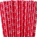 Nautical Red With White Anchor Print Paper Straws 500 pcs Nautical Red With White Anchor Print Paper Straws 500 pcs