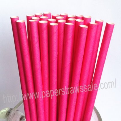 Plain Paper Drinking Straws Deep Pink 500pcs