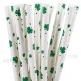 Green Leaf Clover Shamrock Paper Straws 500pcs