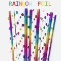 100 Pcs/Box Mixed Metallic Foil Rainbow Paper Straws