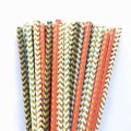 100 Pcs/Box Mixed Metallic Gold Foil Colored Wave Paper Straws
