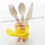 Red Chevron Wooden Cutlery Set 150pcs