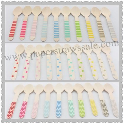 1500pcs Mixed 30 Colors Striped Dot Chevron Wooden Spoons