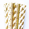 100 Pcs/Box Mixed Metallic Foil Gold Paper Straws