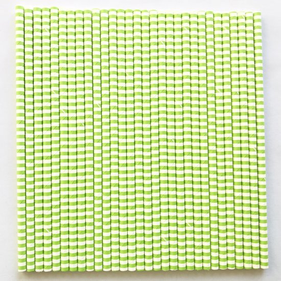 Horizontal Stripe Lime Green Circle Paper Straws 500 Pcs - Click Image to Close