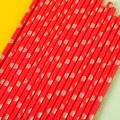 Metallic Rose Gold Polka Dot Red Paper Straws 500 pcs