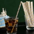 Metallic Gold Foil Flower Knot Paper Straws 500 pcs