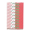 100 Pcs/Box Mixed Christmas Green Red Jingle Bells Paper Straws