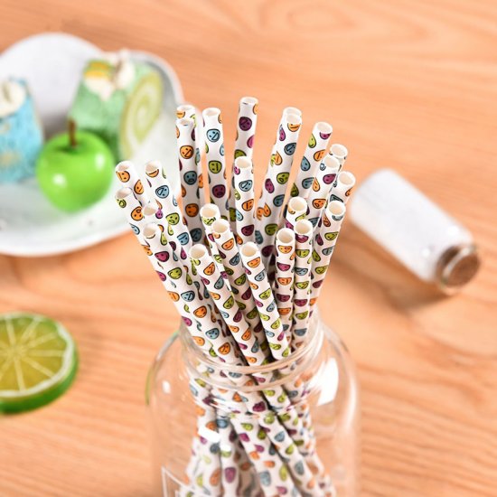 Colored Fun Expression Emotion Smile Paper Straws 500 pcs - Click Image to Close