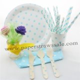 168 pieces/lot Blue Polka Dot Party Tableware Set