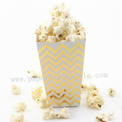 Metallic Gold Foil Chevron Paper Popcorn Boxes 36pcs