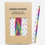 100 Pcs/Box Mixed Metallic Foil Rainbow Paper Straws