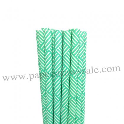 Aqua Weave Print Paper Drinking Straws 500pcs [wpaperstraws003]