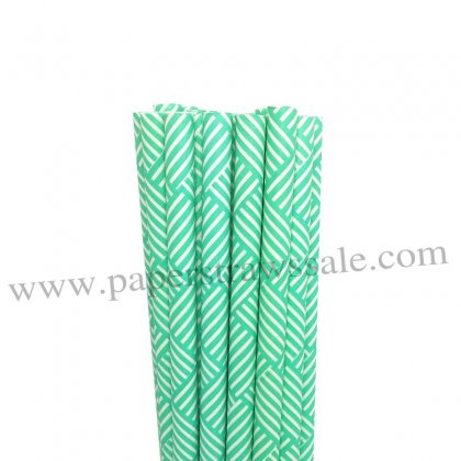 Aqua Weave Print Paper Drinking Straws 500pcs