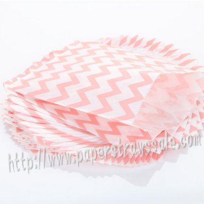 Pink Thin Chevron Paper Favor Bags 400pcs [pfbags015]