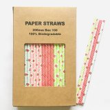 100 Pcs/Box Mixed Garden Flower Rose Bouquet Paper Straws