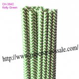 Kelly Green Chevron Printed Paper Straws 500pcs