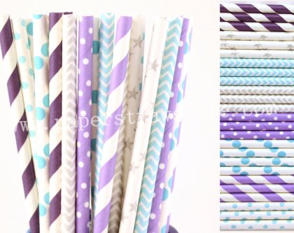 200pcs Frozen Inspired Party Paper Straws Mixed [themedstraws242]