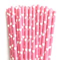 Hot Pink with White Heart Paper Straws 500 pcs