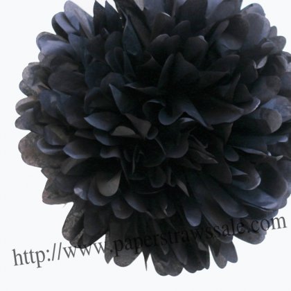 8" and 14" Black Paper Pom Pom Tissue 20pcs [paperflower019]