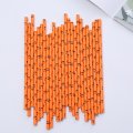 Halloween Black Pumpkin Orange Paper Straws 500 pcs