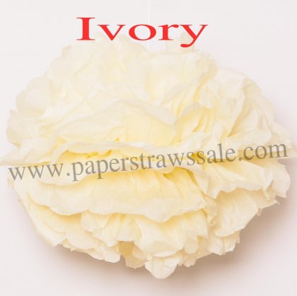 Ivory Tissue Paper Pom Poms 20pcs [paperflower023]